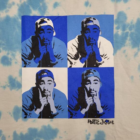 2PAC Tupac-Shakur Tie-Dye Shirt Womens 2XL 24x29 Blue White - Picture 6 of 11